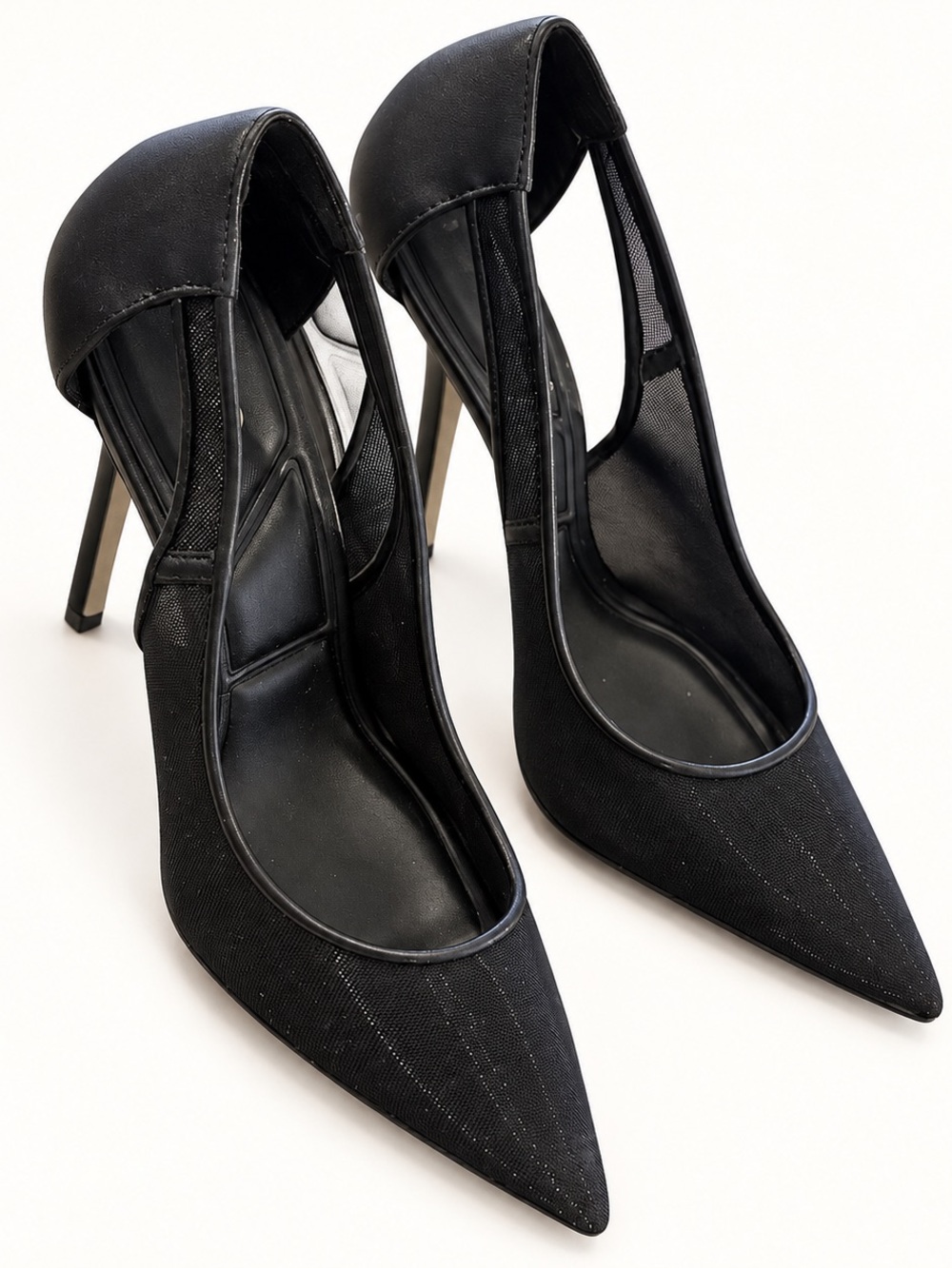 Black Aldo Mesh Pointed Toe Women’s High Heels